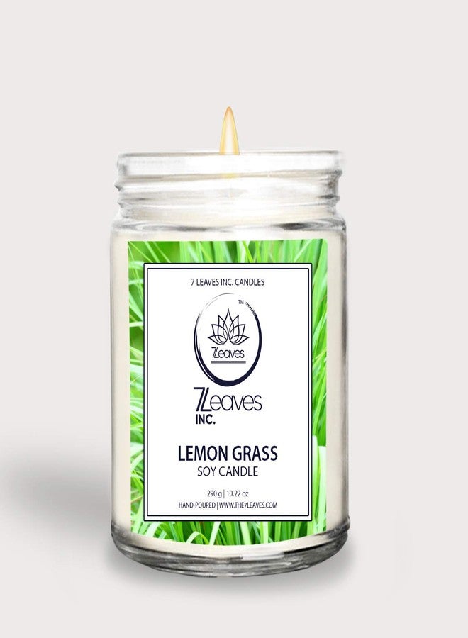 7LEAVES INC. Lemongrass Soy Wax jar Scented Candles 290gram, Long Burn up to 35Hours +/- Candles for Aromatherapy, Candle for Home Décor (Lemongrass) - Image 1